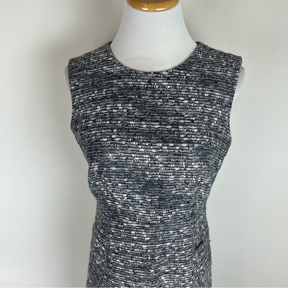 Diane Von Furstenberg Carpreena Tweed Shift Dress Gray Metallic Silver Size 6 - Picture 3 of 9